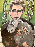 Mit Hund - Sigrid Palmer Malerei Kunst Künstlerin painting art artist Frankfurt
